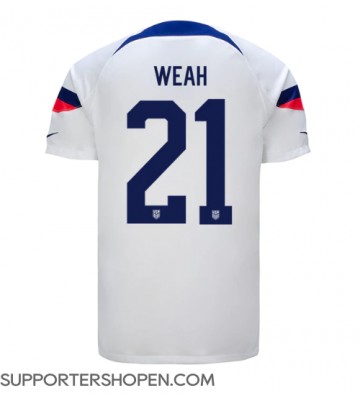 Förenta staterna Timothy Weah #21 Hemma Matchtröja VM 2022 Kortärmad